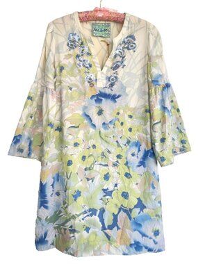 ✨Modern Aesthetic ROBERT GRAHAM Bell Sleeve Embroidery Mini Boho Rio Dress NEW!